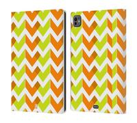 Head Case Designs Orange Chaux Vert Neon Zigzag Étui Portefeuille en Cuir Compatible avec Apple iPad Pro 11 M4 2024