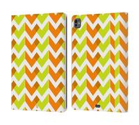 Head Case Designs Orange Chaux Vert Neon Zigzag Étui Portefeuille en Cuir Compatible avec Apple iPad Pro 13 M4 2024
