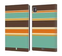 Head Case Designs Orange Et Marron Collection de Rayures Étui Portefeuille en Cuir Compatible avec Apple iPad Pro 11 M4 2024