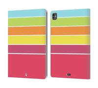 Head Case Designs Orange Et Rose Fluo Collection de Rayures Étui Portefeuille en Cuir Compatible avec Apple iPad Pro 13 M4 2024