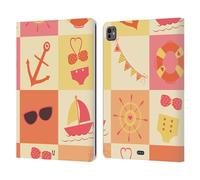 Head Case Designs Orange Été Nautique Étui Portefeuille en Cuir Compatible avec Apple iPad Pro 13 M4 2024