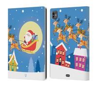 Head Case Designs Père Noël sur Son Traîneau Dessins Animés Gais de Noël Étui Portefeuille en Cuir Compatible avec Apple iPad Pro 11 M4 2024