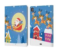 Head Case Designs Père Noël sur Son Traîneau Dessins Animés Gais de Noël Étui Portefeuille en Cuir Compatible avec Apple iPad Pro 13 M4 2024