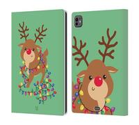 Head Case Designs Renne Dessins Animés Gais de Noël Étui Portefeuille en Cuir Compatible avec Apple iPad Pro 11 M4 2024