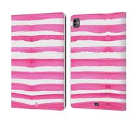 Head Case Designs Rose en Attaque Rayures D'Aquarelle Étui Portefeuille en Cuir Compatible avec Apple iPad Pro 13 M4 2024