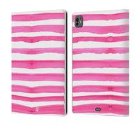 Head Case Designs Rose en Attaque Rayures D'Aquarelle Étui Portefeuille en Cuir Compatible avec Apple iPad Pro 11 M4 2024