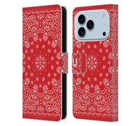 Head Case Designs Rouge Bandana Cachemire Classique Étui Portefeuille en Cuir Compatible avec Apple iPhone 17 Pro