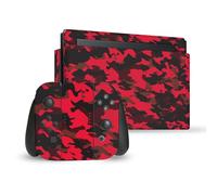 Head Case Designs Rouge Camo Camouflage Vinyle Autocollant De Jeu Peau Autocollant Couverture Compatible avec Nintendo Switch Console & Dock & Joy-Con Controller Bundle