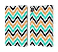 Head Case Designs Sarcelle Et Orange Neon Zigzag Étui Portefeuille en Cuir Compatible avec Apple iPad Pro 13 M4 2024