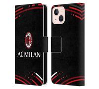 Head Case Designs sous Licence Officielle AC Milan Courbé Modéles De Crête Coque en Cuir à Portefeuille Compatible avec Apple iPhone 13