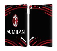 Head Case Designs sous Licence Officielle AC Milan Courbé Modéles De Crête Étui Portefeuille en Cuir Compatible avec Apple iPad 10.2 2019/2020/2021