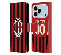 Head Case Designs sous Licence Officielle AC Milan Coutume Personnalisé Accueil Kit 2024/25 Étui Portefeuille en Cuir Compatible avec Apple iPhone 17 Pro