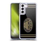 Head Case Designs sous Licence Officielle AC Milan Noir Et d'or Crête Coque en Gel Doux Compatible avec Samsung Galaxy S21 5G