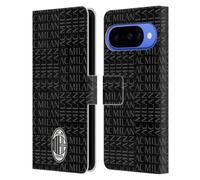 Head Case Designs sous Licence Officielle AC Milan Noir Et Gris Modéles De Crête Étui Portefeuille en Cuir Compatible avec Google Pixel 10