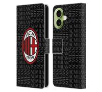 Head Case Designs sous Licence Officielle AC Milan Rouge Et Gris Modéles De Crête Étui Portefeuille en Cuir Compatible avec Apple iPhone 17