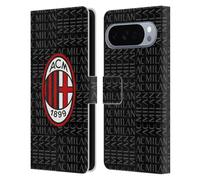 Head Case Designs sous Licence Officielle AC Milan Rouge Et Gris Modéles De Crête Étui Portefeuille en Cuir Compatible avec Google Pixel 10 Pro XL