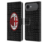 Head Case Designs sous Licence Officielle AC Milan Rouge Et Gris Modéles De Crête Étui Portefeuille en Cuir Compatible avec Apple iPhone 17 Air