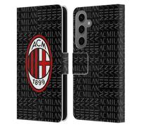 Head Case Designs sous Licence Officielle AC Milan Rouge Et Gris Modéles De Crête Étui Portefeuille en Cuir Compatible avec Samsung Galaxy S25
