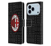 Head Case Designs sous Licence Officielle AC Milan Rouge Et Gris Modéles De Crête Étui Portefeuille en Cuir Compatible avec Apple iPhone 17 Pro