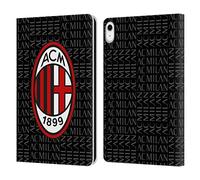 Head Case Designs sous Licence Officielle AC Milan Rouge Et Gris Modéles De Crête Étui Portefeuille en Cuir Compatible avec Apple iPad 10.9 (2022/2025)