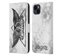 Head Case Designs sous Licence Officielle Aerosmith Logo ailé Triangle Noir Et Blanc Étui Portefeuille en Cuir Compatible avec Apple iPhone 15 Plus