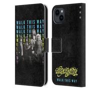 Head Case Designs sous Licence Officielle Aerosmith Walk This Way Classiques Étui Portefeuille en Cuir Compatible avec Apple iPhone 15 Plus