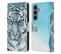 Head Case Designs sous Licence Officielle Aimee Stewart Tigre Blanc Animaux Étui Portefeuille en Cuir Compatible avec Samsung Galaxy S25