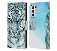 Head Case Designs sous Licence Officielle Aimee Stewart Tigre Blanc Animaux Étui Portefeuille en Cuir Compatible avec Samsung Galaxy S21 5G