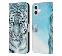 Head Case Designs sous Licence Officielle Aimee Stewart Tigre Blanc Animaux Étui Portefeuille en Cuir Compatible avec Apple iPhone 16 Plus