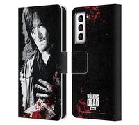 Head Case Designs sous Licence Officielle AMC The Walking Dead Main Blessée Sang Coque en Cuir à Portefeuille Compatible avec Samsung Galaxy S21 5G
