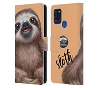 Head Case Designs sous Licence Officielle Animal Club International La Paresse Visages Étui Portefeuille en Cuir Compatible avec Samsung Galaxy A21s (2020)