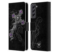 Head Case Designs sous Licence Officielle Anne Stokes Croix d'amour Perdue Coeurs Sombres Étui Portefeuille en Cuir Compatible avec Samsung Galaxy S21 FE 5G