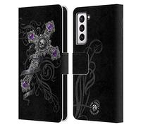Head Case Designs sous Licence Officielle Anne Stokes Croix d'amour Perdue Coeurs Sombres Étui Portefeuille en Cuir Compatible avec Samsung Galaxy S21 5G