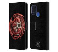 Head Case Designs sous Licence Officielle Anne Stokes Dragon and Skull Feu Tribal Étui Portefeuille en Cuir Compatible avec Samsung Galaxy A21s (2020)