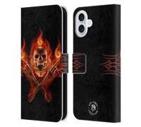 Head Case Designs sous Licence Officielle Anne Stokes Hell Skull Feu Tribal Étui Portefeuille en Cuir Compatible avec Apple iPhone 16 Plus
