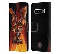 Head Case Designs sous Licence Officielle Anne Stokes Le Marteau de Dieu Dragons Gardiens Coque en Cuir à Portefeuille Compatible avec Samsung Galaxy S10+ / S10 Plus