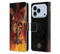 Head Case Designs sous Licence Officielle Anne Stokes Le Marteau de Dieu Dragons Gardiens Étui Portefeuille en Cuir Compatible avec Apple iPhone 17 Pro