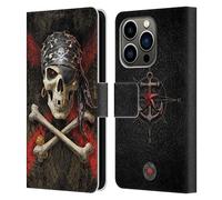 Head Case Designs sous Licence Officielle Anne Stokes Pirate Crâne Étui Portefeuille en Cuir Compatible avec Apple iPhone 14 Pro