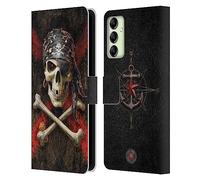 Head Case Designs sous Licence Officielle Anne Stokes Pirate Crâne Étui Portefeuille en Cuir Compatible avec Samsung Galaxy A14 5G