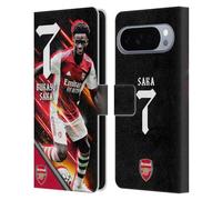 Head Case Designs sous Licence Officielle Arsenal FC Bukayo Saka 2021/22 Première Équipe Étui Portefeuille en Cuir Compatible avec Google Pixel 10 Pro XL