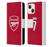 Head Case Designs sous Licence Officielle Arsenal FC Bukayo Saka 2025/26 Joueurs Home Kit Étui Portefeuille en Cuir Compatible avec Apple iPhone 13 Mini