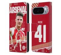 Head Case Designs sous Licence Officielle Arsenal FC Declan Rice 2023/24 Première Équipe Étui Portefeuille en Cuir Compatible avec Google Pixel 10 Pro XL