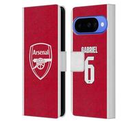 Head Case Designs sous Licence Officielle Arsenal FC Gabriel Magalhães 2025/26 Joueurs Home Kit Étui Portefeuille en Cuir Compatible avec Google Pixel 10