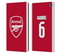 Head Case Designs sous Licence Officielle Arsenal FC Gabriel Magalhães 2025/26 Joueurs Home Kit Étui Portefeuille en Cuir Compatible avec Amazon Fire Max 11 2023