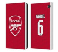 Head Case Designs sous Licence Officielle Arsenal FC Gabriel Magalhães 2025/26 Joueurs Home Kit Étui Portefeuille en Cuir Compatible avec Amazon Fire 7 2022