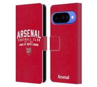 Head Case Designs sous Licence Officielle Arsenal FC Kings of North London Tipografie Étui Portefeuille en Cuir Compatible avec Google Pixel 10