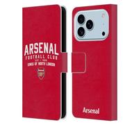 Head Case Designs sous Licence Officielle Arsenal FC Kings of North London Tipografie Étui Portefeuille en Cuir Compatible avec Apple iPhone 17 Pro