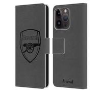 Head Case Designs sous Licence Officielle Arsenal FC Logo Noir Crête 2 Étui Portefeuille en Cuir Compatible avec Apple iPhone 15 Pro