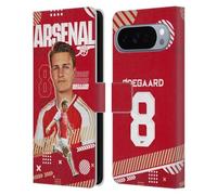 Head Case Designs sous Licence Officielle Arsenal FC Martin Ødegaard 2023/24 Première Équipe Étui Portefeuille en Cuir Compatible avec Google Pixel 10 Pro XL