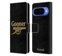 Head Case Designs sous Licence Officielle Arsenal FC Noir Et d'or Gunners Étui Portefeuille en Cuir Compatible avec Google Pixel 10